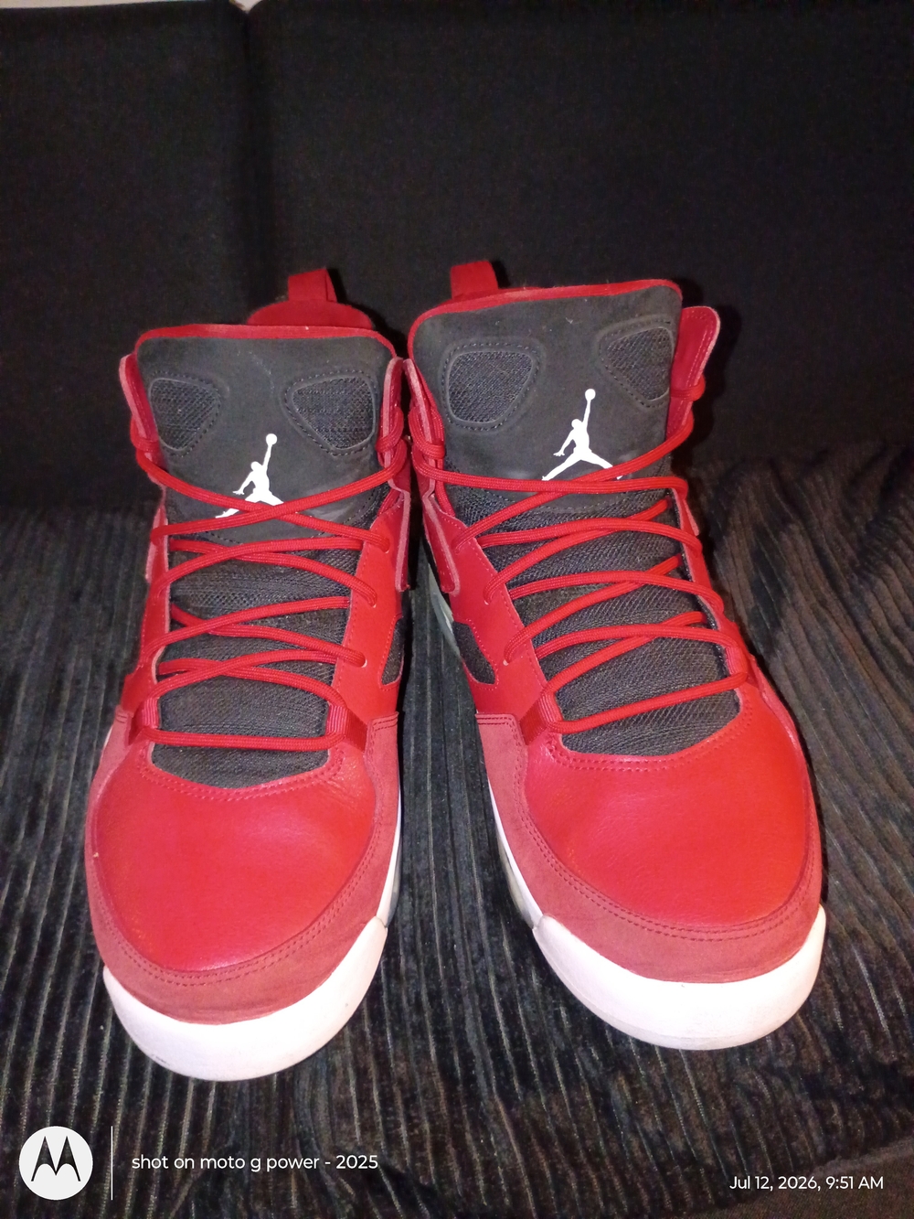 Jordan  7s Red and Black High-Top Basketball Sneakers